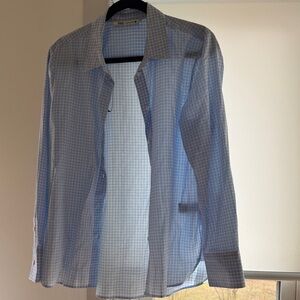 Zara Light Blue Checkered Blouse